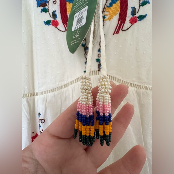 NWT FARM RIO Macaw Cross Stitch Embroidered Maxi Dress with Cutouts - Picture 12 of 16